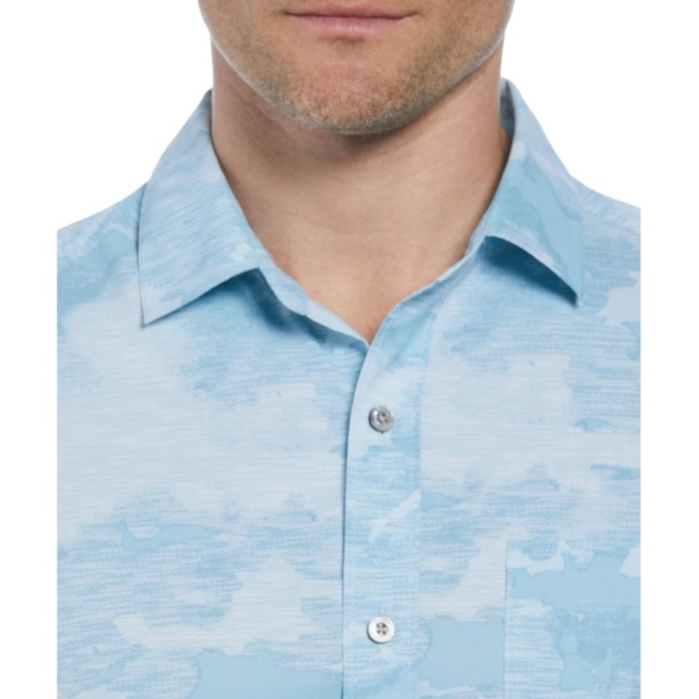 PGA Tour Apparel Abstract Sky Print Golf Shirt Blue Lightweight Sporty Men's S - Picture 7 of 16